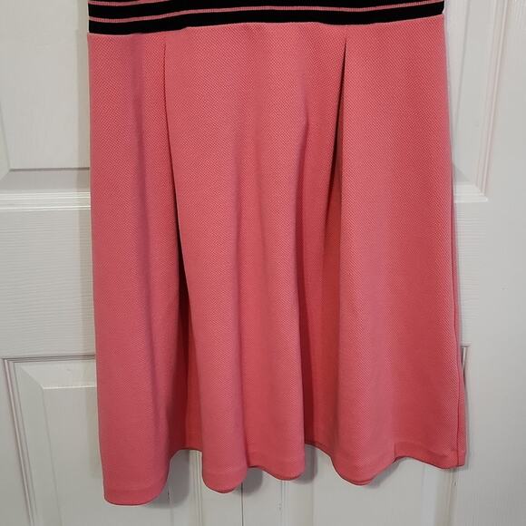 Elle Pink & Black Sleeveless Knee Length Dress Size SM Peter Pan Collar Pleated - Picture 7 of 10
